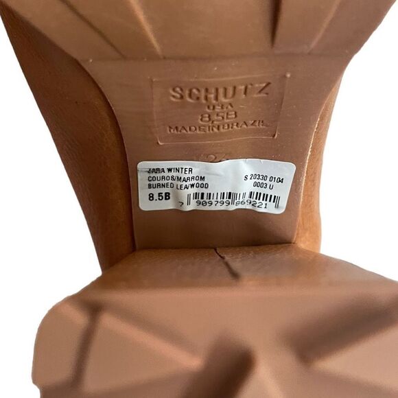 NIB Schutz Zhara Winter Leather Heeled Booties With Faux Fur Lining Size 8.5 - Picture 10 of 16